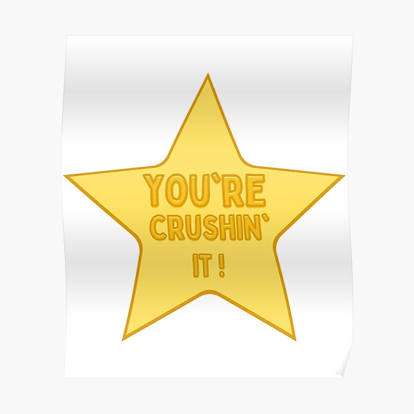 "You're Crushin It! Award golden star award sticker funny motivational