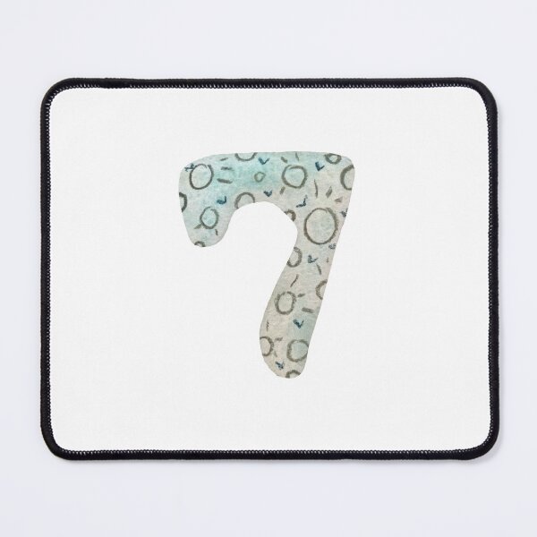 Item preview, Number seven textured blue a watercolor sketch designed and sold by Yana Mustafina | Boho Soulful Designs.