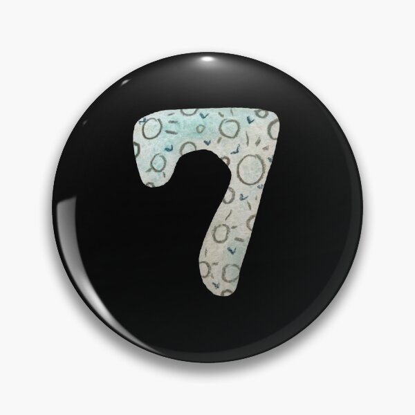 Item preview, Number seven textured blue a watercolor sketch black designed and sold by Yana Mustafina | Boho Soulful Designs.