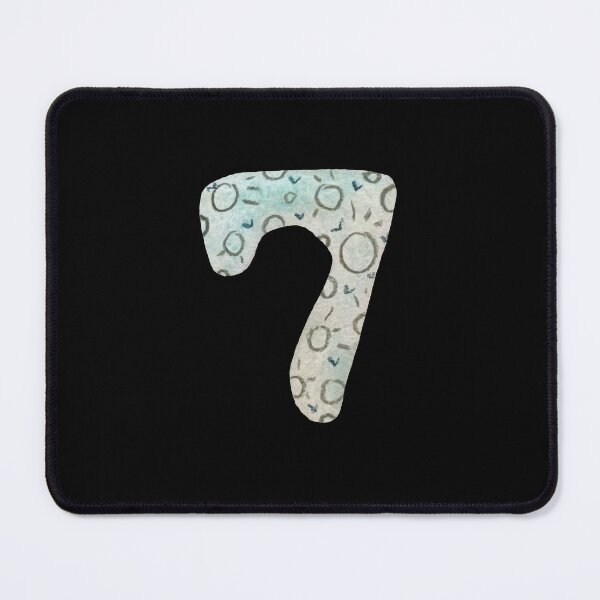 Item preview, Number seven textured blue a watercolor sketch black designed and sold by Yana Mustafina | Boho Soulful Designs.
