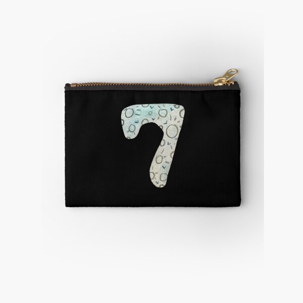 Item preview, Number seven textured blue a watercolor sketch black designed and sold by Yana Mustafina | Boho Soulful Designs.