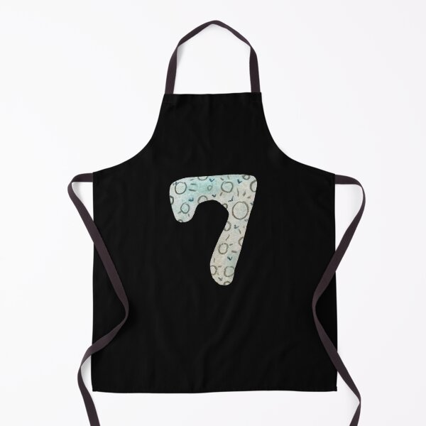 Item preview, Number seven textured blue a watercolor sketch black designed and sold by Yana Mustafina | Boho Soulful Designs.