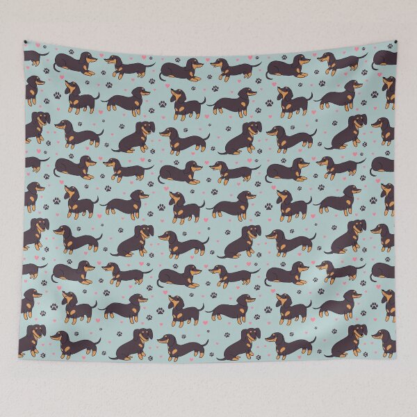 Item preview, Dachshund sticker pack - a cute cartoon dachshund dog illustration pattern for dachshund owners designed and sold by Yarafantasyart.