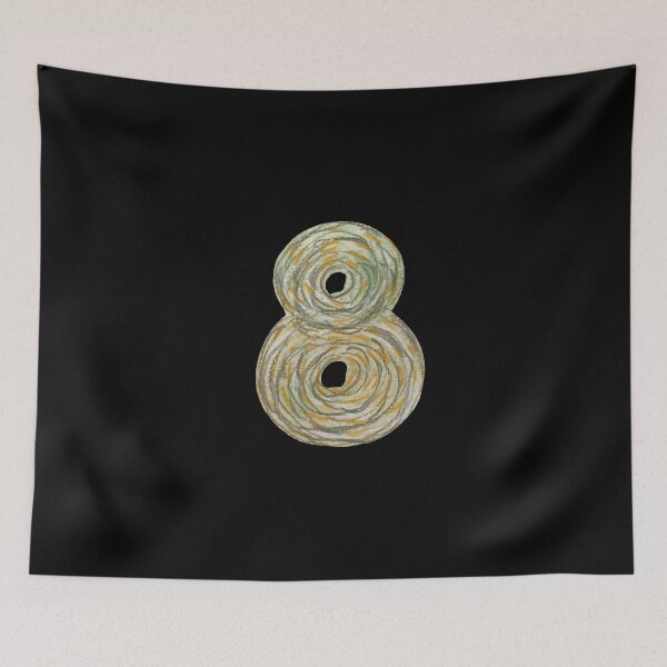 Item preview, Number eight textured green a watercolor sketch black designed and sold by Yana Mustafina | Boho Soulful Designs.