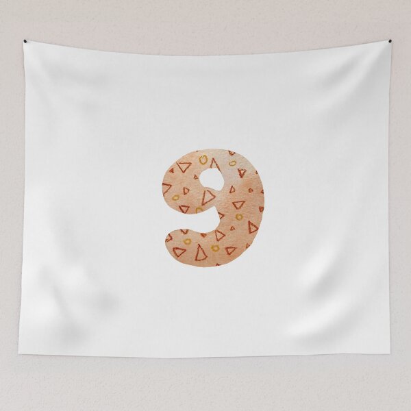 Item preview, Number nine textured peach a watercolor sketch  designed and sold by Yana Mustafina | Boho Soulful Designs.