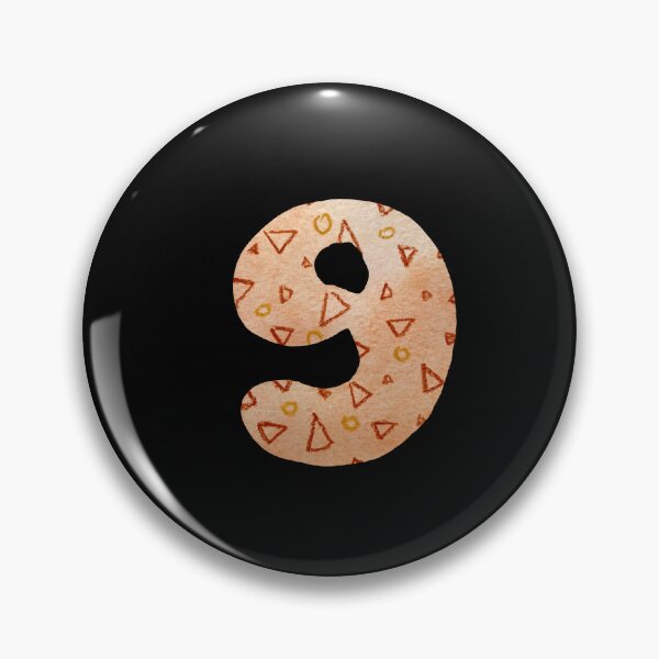 Item preview, Number nine textured peach a watercolor sketch black designed and sold by Yana Mustafina | Boho Soulful Designs.