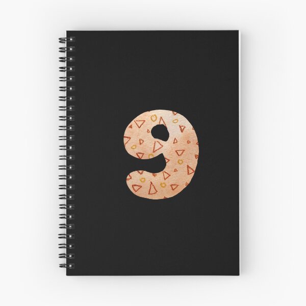 Item preview, Number nine textured peach a watercolor sketch black designed and sold by Yana Mustafina | Boho Soulful Designs.