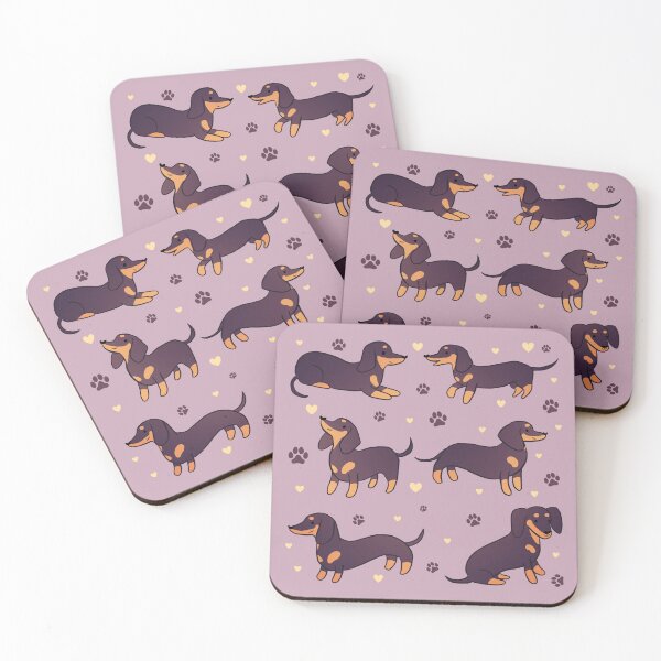 Item preview, Dachshund 6 pack - a cute cartoon dachshund dog illustration pattern for dachshund owners designed and sold by Yarafantasyart.