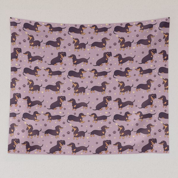 Item preview, Dachshund 6 pack - a cute cartoon dachshund dog illustration pattern for dachshund owners designed and sold by Yarafantasyart.