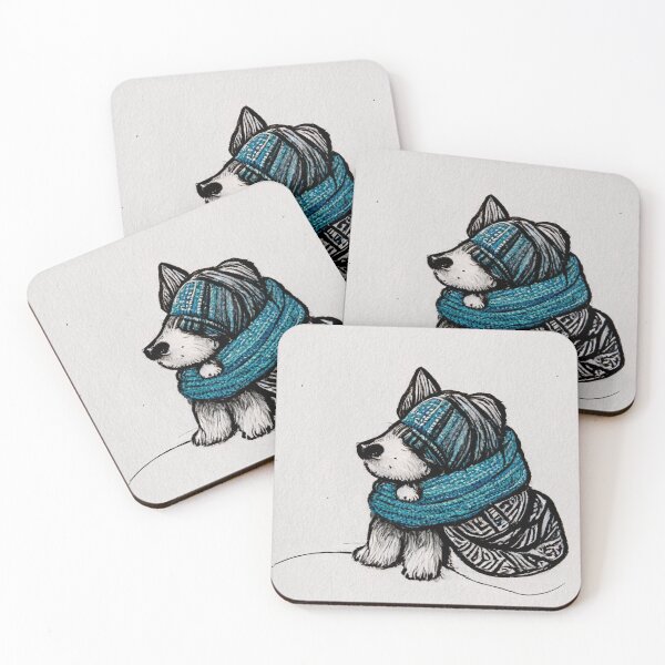 Item preview, Puppy bundled up in winter clothes designed and sold by Galviato.