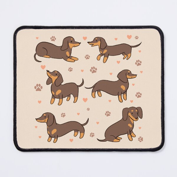 Item preview, Dachshund chocolate and tan pack - a cute cartoon dachshund dog illustration pattern for dachshund owners designed and sold by Yarafantasyart.