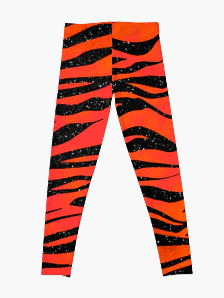Tiger Print Bengal, Orange Black Animal Pattern Leggings for Sale by  youokpun