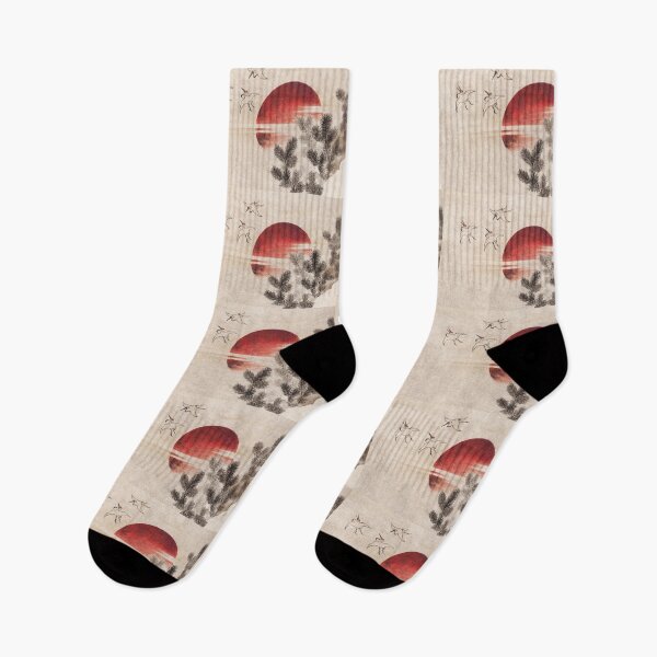 Item preview, Katsushika Hokusai's birds and sunset, from Album of Sketches (1814) vintage Japanese woodblock prints. designed and sold by hottest-tees.
