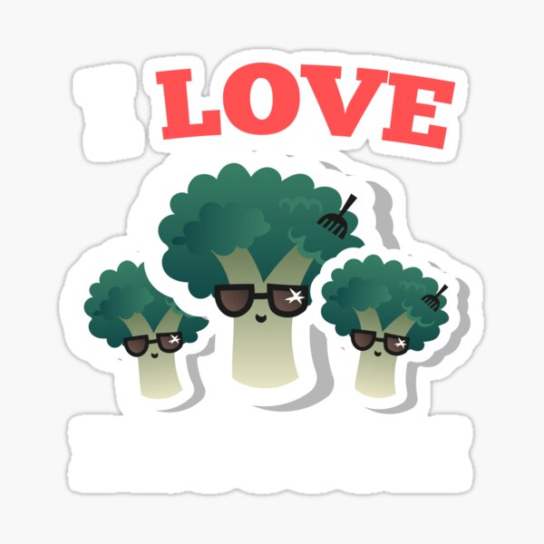I Love Broccoli Vegan Veggie Lovers Novelty Gift T-Shirt Sticker