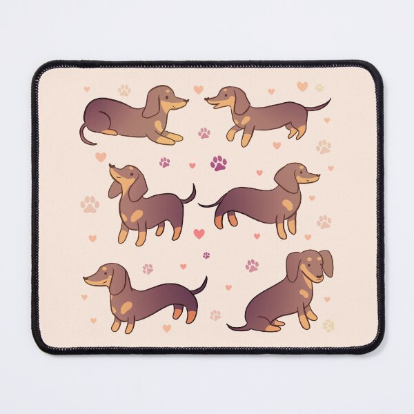 Item preview, Dachshund chocolate and tan pack - a cute cartoon dachshund dog illustration pattern for dachshund owners designed and sold by Yarafantasyart.