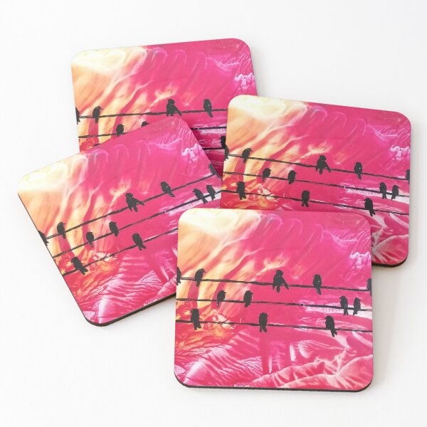 Item preview, Birds on wires in a flaming sunset designed and sold by JodieWeaver.
