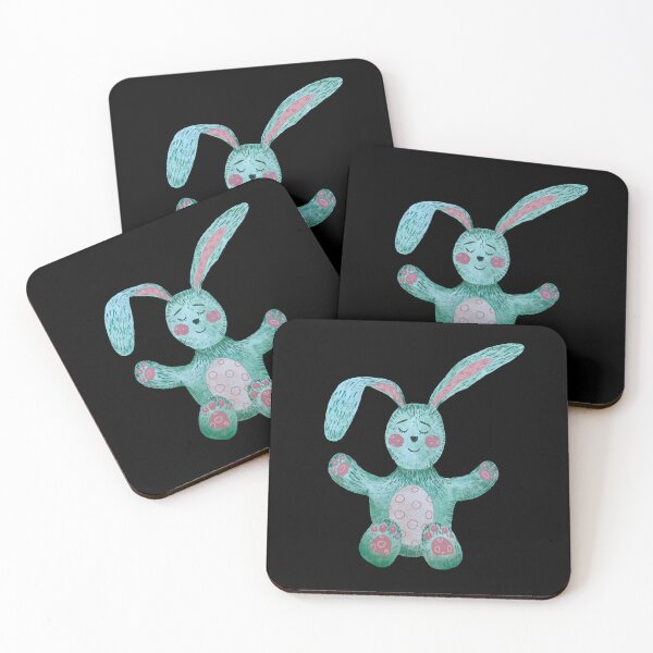 Aperçu de l'œuvre Rabbit blue textured cute a watercolor sketch black créée et vendue par Yana Mustafina | Boho Soulful Designs.