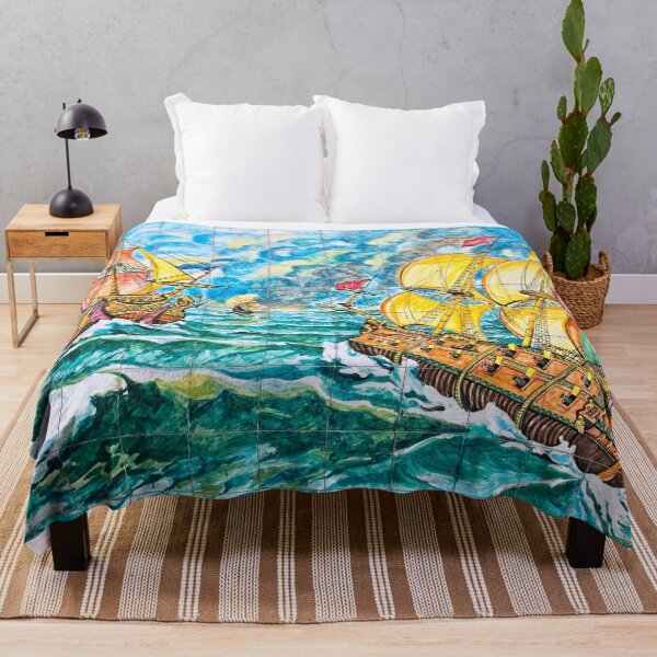 Item preview, Hand Painted Tiles of Ancient Ships in a Storm at Sea designed and sold by Jon Shore.