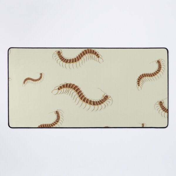 Item preview, Tiled pattern Amber and brown Centipede on neutral taupe Background modeled after antique biology book illustration from 1803 designed and sold by Vicki Noble Art.