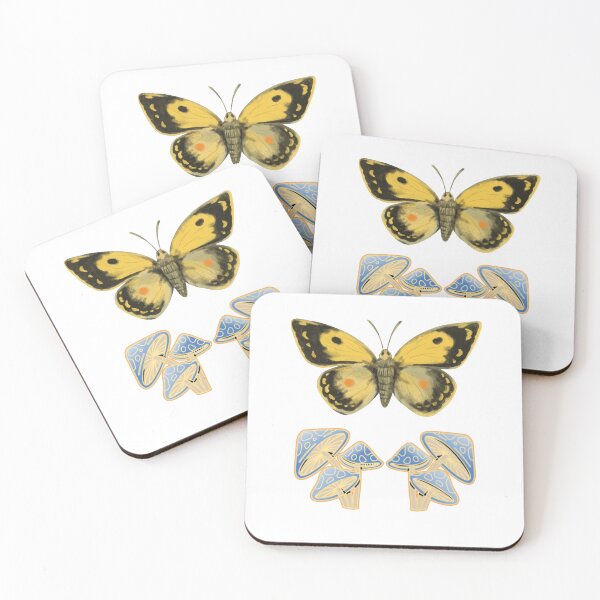 Item preview, Moth and Mushroom Nature Aesthetic White Background designed and sold by artfulnotebook.
