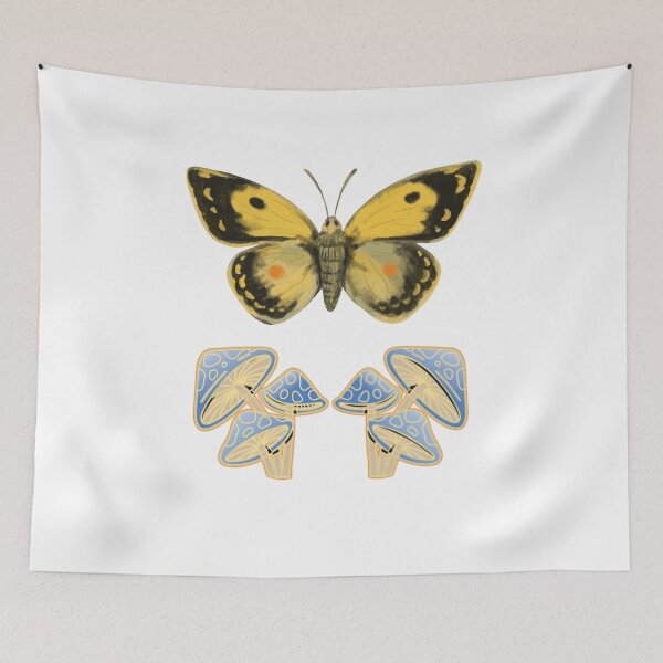 Item preview, Moth and Mushroom Nature Aesthetic White Background designed and sold by artfulnotebook.