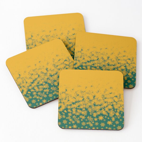 Item preview, Blizzard - Yellow snowflakes on a green background designed and sold by illustratious.