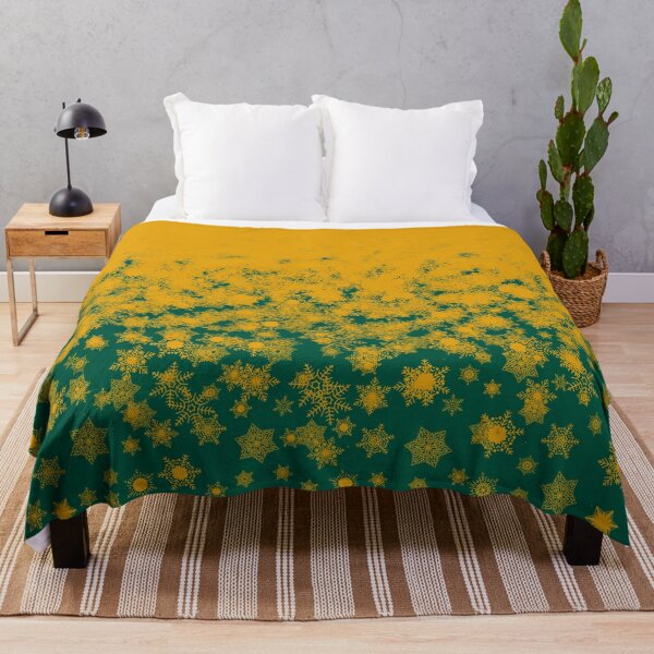 Item preview, Blizzard - Yellow snowflakes on a green background designed and sold by illustratious.