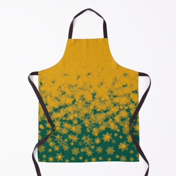 Item preview, Blizzard - Yellow snowflakes on a green background designed and sold by illustratious.