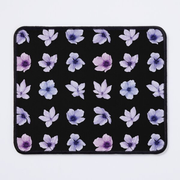 Item preview, Little Blue Violet Watercolor Flowers on Black designed and sold by Pavnud.