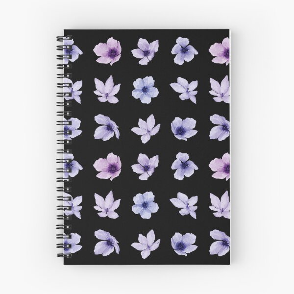 Item preview, Little Blue Violet Watercolor Flowers on Black designed and sold by Pavnud.