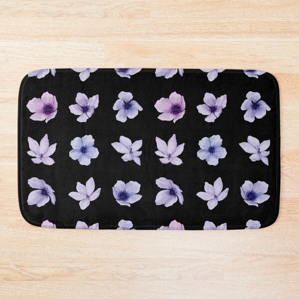 Item preview, Little Blue Violet Watercolor Flowers on Black designed and sold by Pavnud.