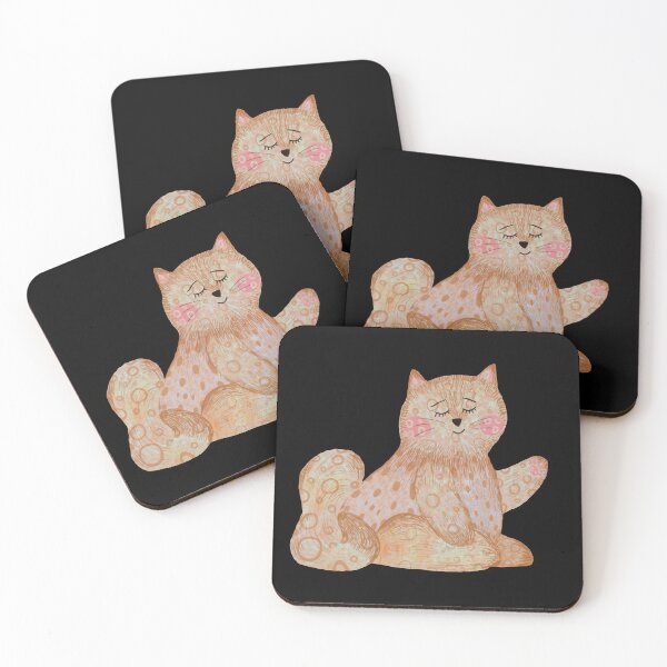 Artikelvorschau, Cat textured pink pastel a watercolor sketch black entworfen und verkauft von Yana Mustafina | Boho Soulful Designs.
