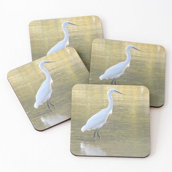 Item preview, Little Egret standing in golden water designed and sold by TwistedClassics.