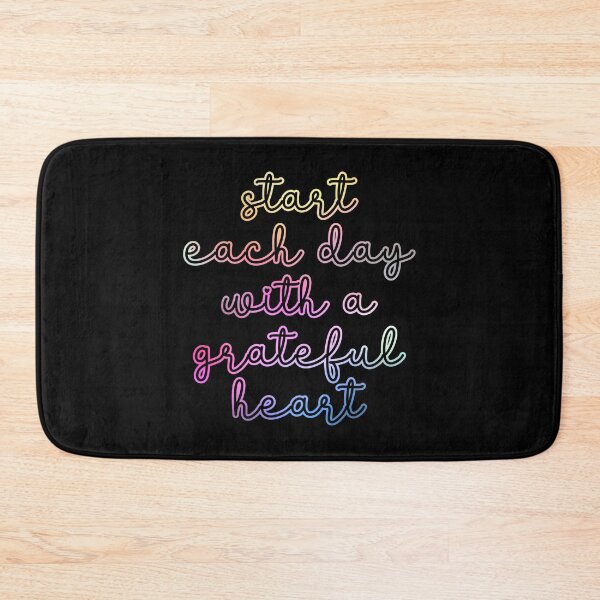 Item preview, Start Each Day With A Grateful Heart Black Brush Calligraphy Gradient Spectrum Typography Inspirational Quote designed and sold by Cawaiico.