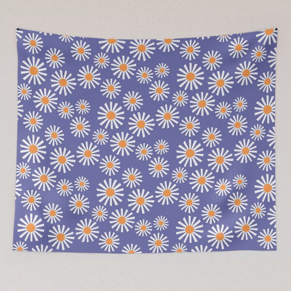 Item preview, White Daisies on Periwinkle designed and sold by Shiny Happy World.