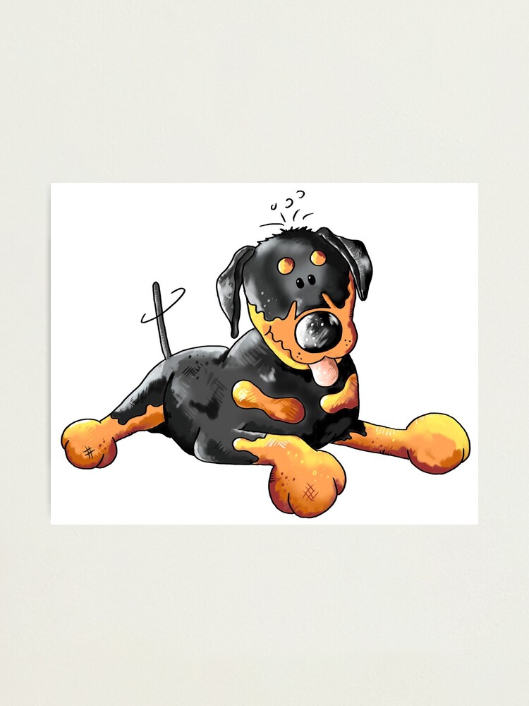 Happy Rottweiler Puppy Cartoon Gift Dog Dogs Photographic Print By Modartis Redbubble