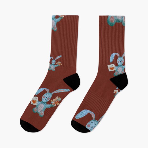 Item preview, Rabbit blue flower bouquet flat pattern watercolor red designed and sold by Yana Mustafina | Boho Soulful Designs.