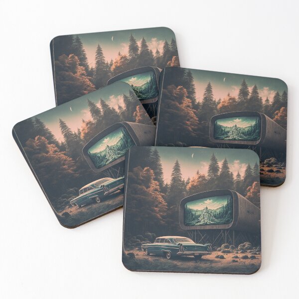 Item preview, Drive In At The Woods Retro Futuristic Art designed and sold by ChickenTraffic.
