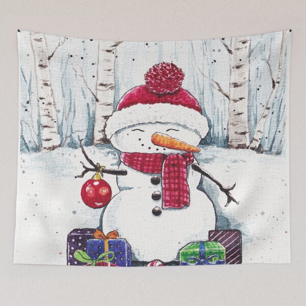 Item preview, Cute Snowman with gifts watercolor art designed and sold by Oirabot.