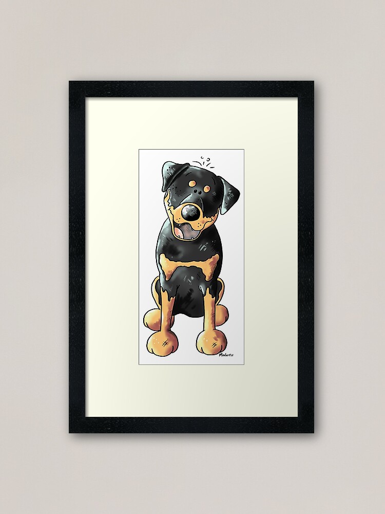Happy Rottweiler Dog Cartoon Dogs Rottie Gift Framed Art Print By Modartis Redbubble