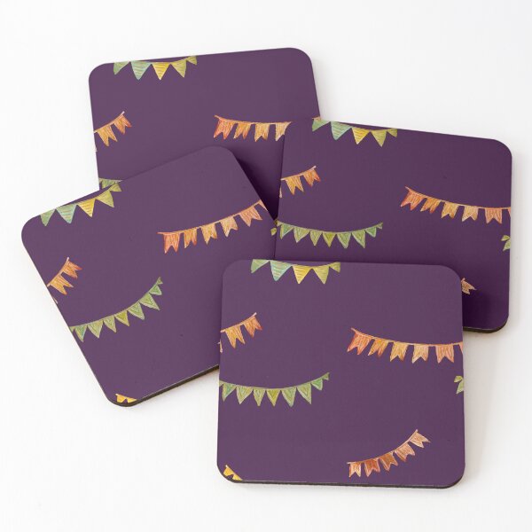 Artikelvorschau, Happy birthday flags pattern a watercolor violet entworfen und verkauft von Yana Mustafina | Boho Soulful Designs.