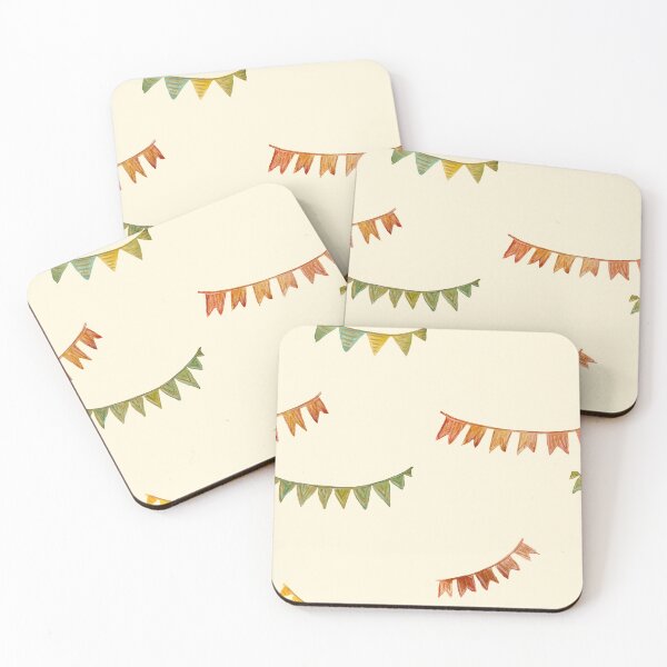 Artikelvorschau, Happy birthday flags pattern a watercolor yellow entworfen und verkauft von Yana Mustafina | Boho Soulful Designs.