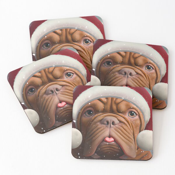 Item preview, Christmas Dogue de Bordeaux Wearing A Santa Hat designed and sold by ZenEverAI.