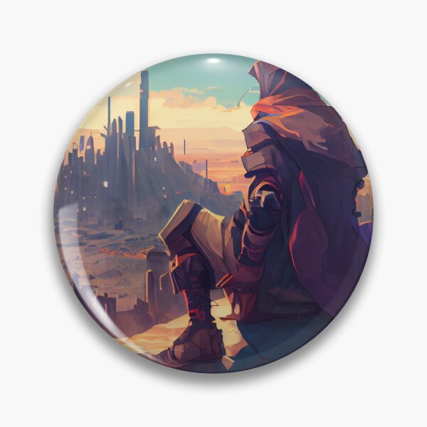Item preview, Abstract Anime Boy Looking Over a City Digital Painting designed and sold by CodeAndColors.