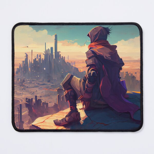 Item preview, Abstract Anime Boy Looking Over a City Digital Painting designed and sold by CodeAndColors.