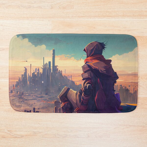 Item preview, Abstract Anime Boy Looking Over a City Digital Painting designed and sold by CodeAndColors.