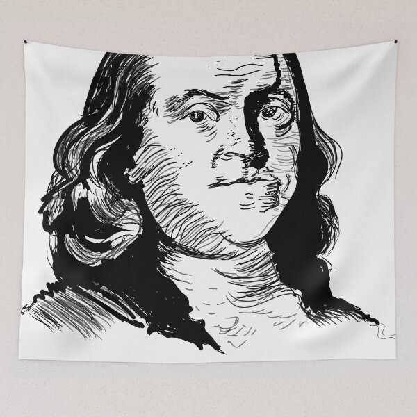Item preview, Benjamin Franklin hand drawn art t-shirt designed and sold by KARTICK DUTTA.