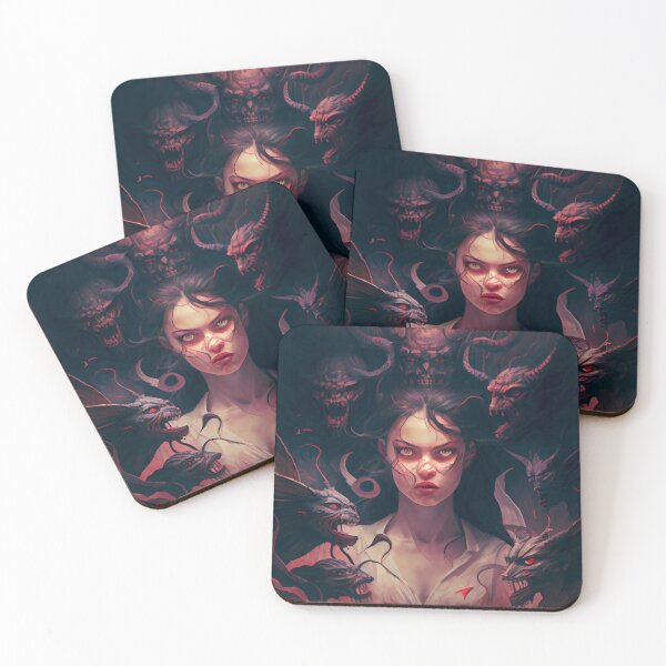Item preview, Angry Black Hair Beautiful Girl with Devil Digital Painting designed and sold by CodeAndColors.