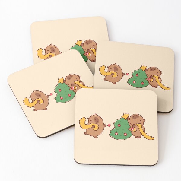 Item preview, Capybara decorating a Christmas tree, happy holidays! designed and sold by tinyartsshop.