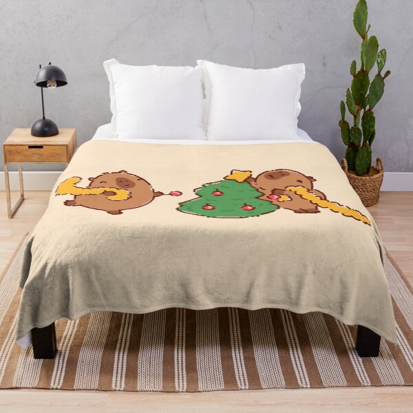 Item preview, Capybara decorating a Christmas tree, happy holidays! designed and sold by tinyartsshop.